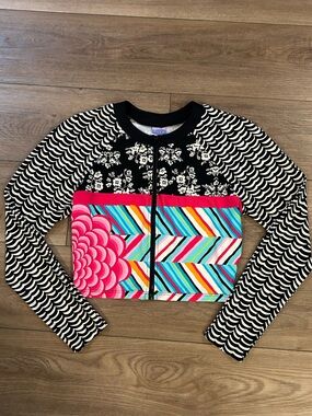 Coco Rave Girls Rash Guard Swim Top Zip Front Long Sleeve Size L